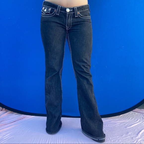 Vintage True Religion Joey Big T Dark Wash Flare Jeans - Picture 4 of 6